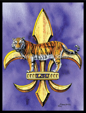 Louisiana Greeting Cards - Cajun Greeting Cards - LSU Tiger Eyes LSU Tiger Fleur-de-lis Fleur de lis Note cards